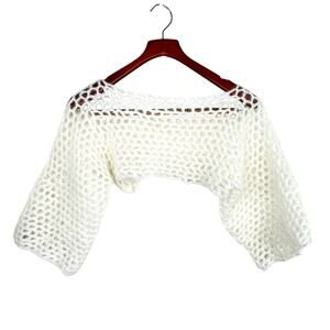 Handmade Mohair Womens Shrug Sz S/M Crochet Fairy Scandi Nordic Bolero Whimsical